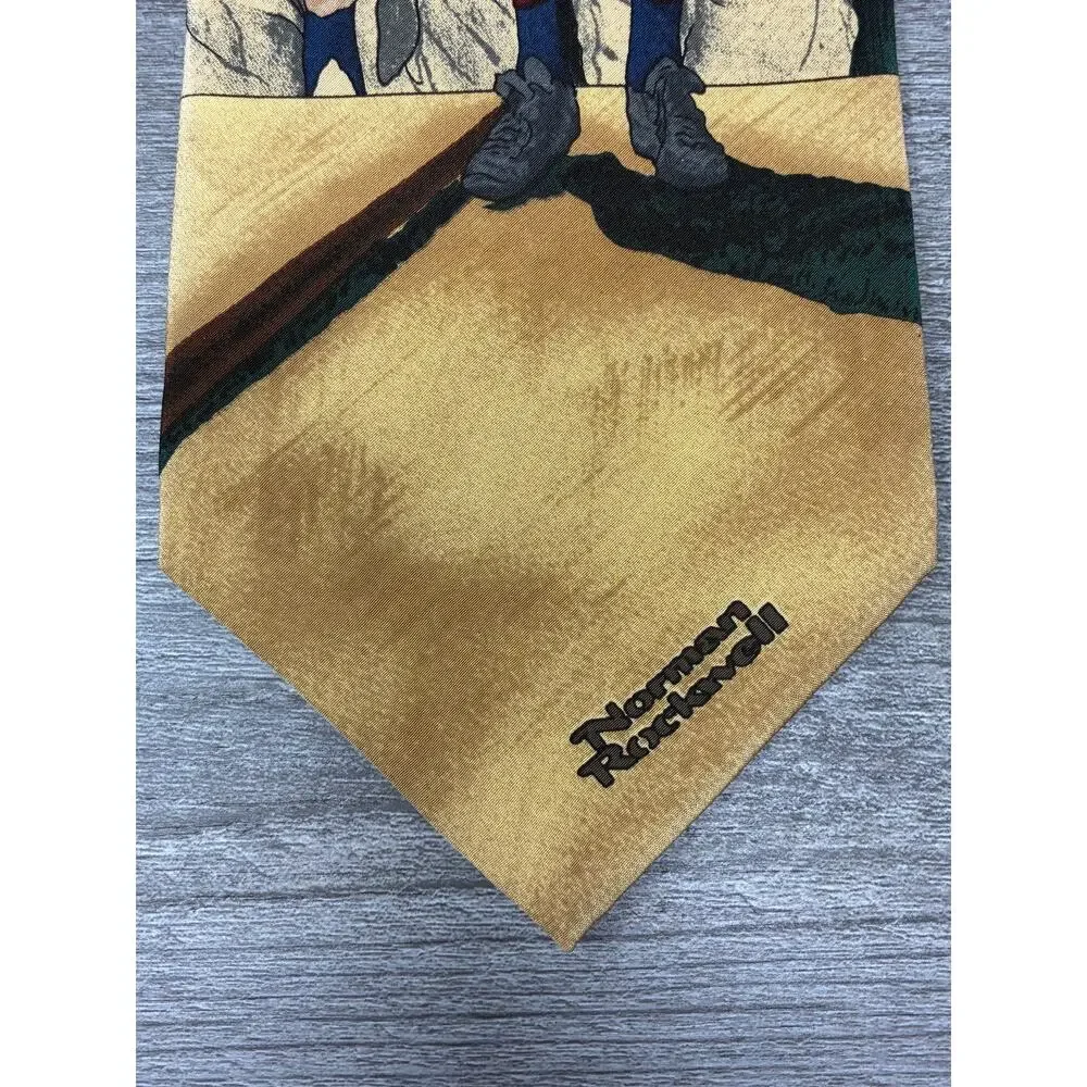 Norman Rockwell 1995 Silk Tie Baseball Saturday Evening Post Vintage 4